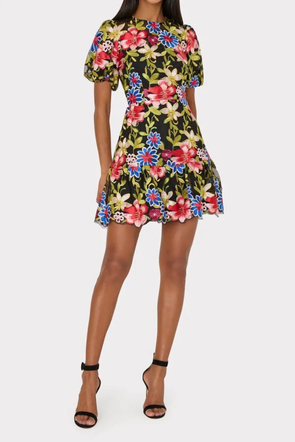 Jumpsuits & Rompers-MILLY Yasmin Floral Embroidery Dress Red Multi