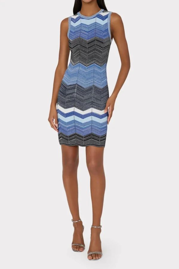 zig_zag_knit_mini_dress_1.webp Jumpsuits & Rompers-MILLY Zig Zag Knit Mini Dress Navy Multi