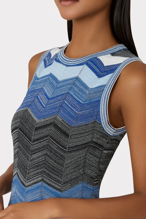 Sweaters & Knits-MILLY Zig Zag Knit Mini Dress Navy Multi