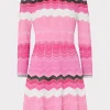 Sweaters & Knits-MILLY Zig Zag Long Sleeve Flare Dress Pink Multi