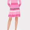 Pink Dresses-MILLY Zig Zag Long Sleeve Flare Dress Pink Multi