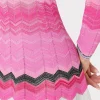 Knit Dresses-MILLY Zig Zag Long Sleeve Flare Dress Pink Multi